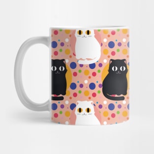 Confetti Cats, White and black cats Digital art illustration Mug